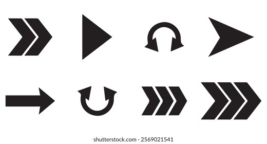 Big black abstract action arrow. back front up down left right button circle collection. arrowhead flat sign symbol icons. hold gesture hand icon. drag drop finger arrows sign.