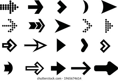 Big black arrows flat icon set