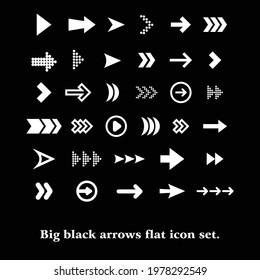 Big black arrows flat icon set.