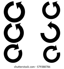 Big black arrows with part circles - set icons.