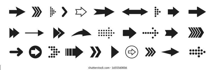 Big black arrows set icons