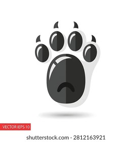 Big black bear paw print isolated