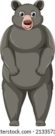 A big black brown bear on white background illustration