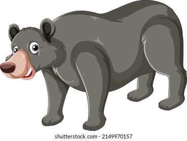 A big black brown bear on white background illustration
