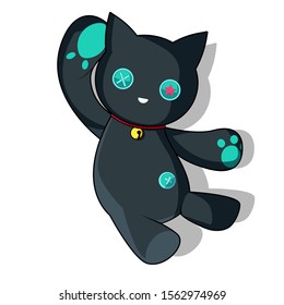 Big black cat doll. vector illustration