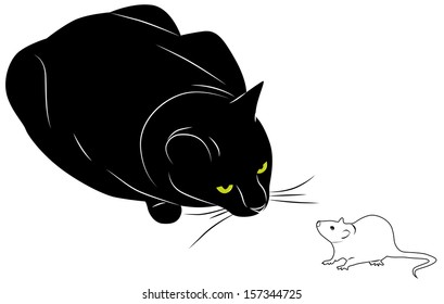 Mouse Black White Outline Silhouette Stock Vector (Royalty Free) 119327734