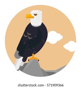 Big black eagle in the wild life vector flat animal