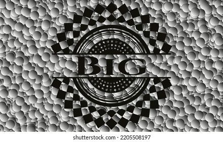 Big black emblem with bubbles background. Vector Illustration. Detailed. 
