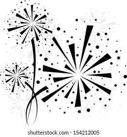 Big black fireworks on white background. eps10