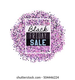 Big Black Friday Sale. Pink glitter. Sparkles on white background. Glowing elements. Banner. Vector illustration, eps10