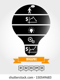 big black infographic bulb. infographic concept.