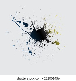Big black ink blot isolated on white. eps10