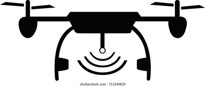 Big Black isolated drone icon with Wireless internet icon. For logo, icon, vector, on white background