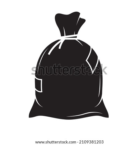 big black knotted sack icon isolated on white background