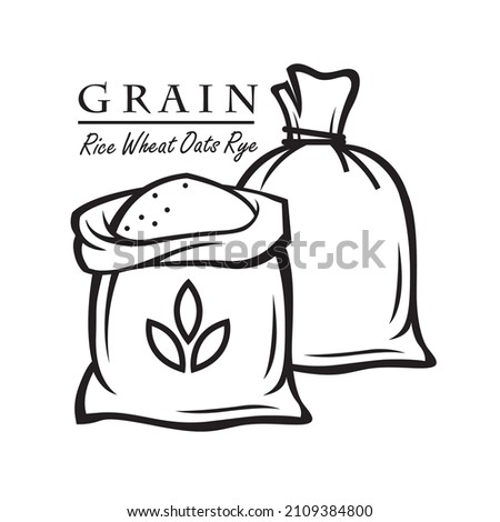 big black knotted sacks icon with grain isolated on white background