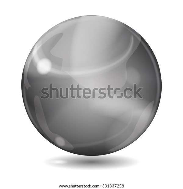 Big Black Opaque Glass Sphere Glares Stock Vector (Royalty Free