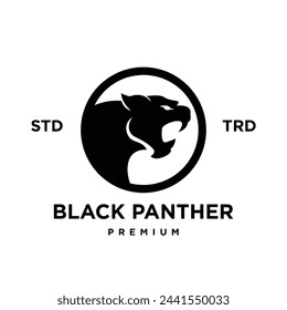Big black panther, illustration, logo on white background design