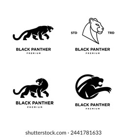 Big black panther, illustration, logo on white background design