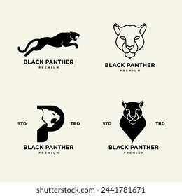 Big black panther, illustration, logo on white background design