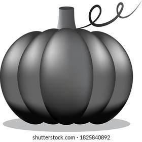 Big black pumpkin on a white background. Vector. Gradient. Scary smile. Halloween symbol