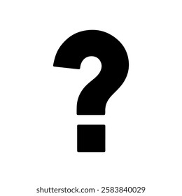Big black question mark icon vector flat illustration design on white background.