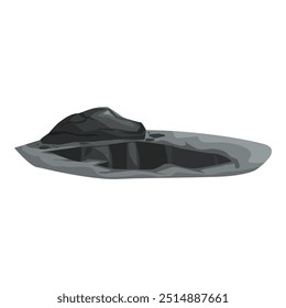 Big black rock falling into water creating hole on surface isolated on white background