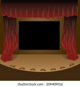 a big black screen on a big theater