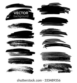 Big black textured strokes set for your text isolated on white background