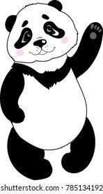 Big black and white panda on white background