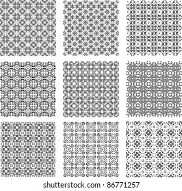 Big black and white plaid patterns set vector background