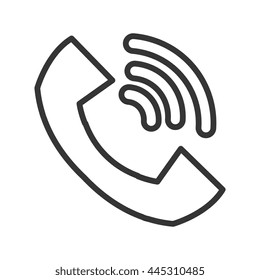 big black and white ringing phone over isolated background, communication concept, vector illustration 