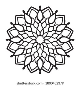 Big black white round circular bold line mandala decoration pattern, easy coloring book vector.
