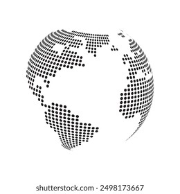 Big Black and White Transparent Spotted Earth Globe Design - Global Business, Technology, Globalisation Concept, Vector Design Template - Isolated on White Background