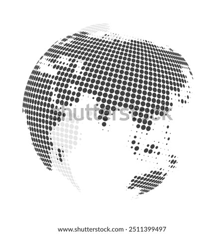 Big Black and White Transparent Spotted Earth Globe Design - Global Business, Technology, Globalisation Concept, Vector Design Template - Isolated on White Background
