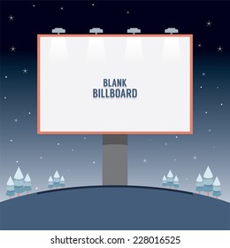 Big Blank Advertising Billboard Standing On A Hill Vector Illustration