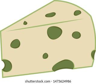A big block of cheese like a Rockford, vector, color drawing or illustration.