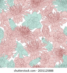 Gran Bloom Vintage Line Art Patrón Floral sin problemas