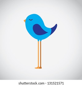 Big and blue bird over white background vector illustration