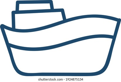 Gran barco azul, ilustración, vector sobre fondo blanco.
