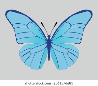 Big blue butterfly icon. Simple illustration of big butterfly vector icon for web, vector