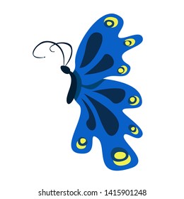big blue butterfly. vector image isolated on white background