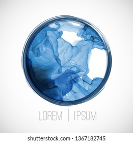 Big blue circle on white background with place for your text. 