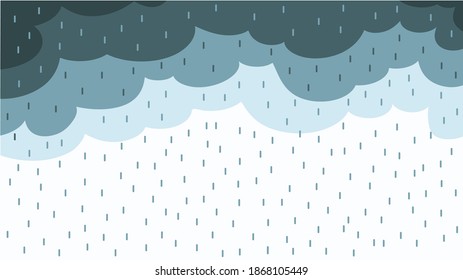 Big Blue Clouds Rainstorm Raining Backgroudn Editable illustartion 