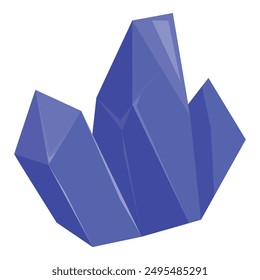Big blue crystal with sparkling facets growing on white background