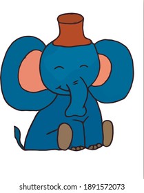 big blue elephant with a hat on its head