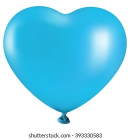 Big blue heart-balloon on white background