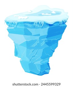 Big blue iceberg. Ice in sea isolated. North nature. Vector illustration in flat style