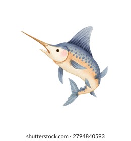 Big blue marlin fish with bill