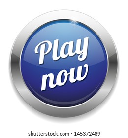 Big Blue Metallic Play Now  Button