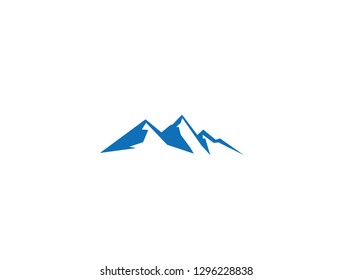 Big blue mountains with snow and ice logo